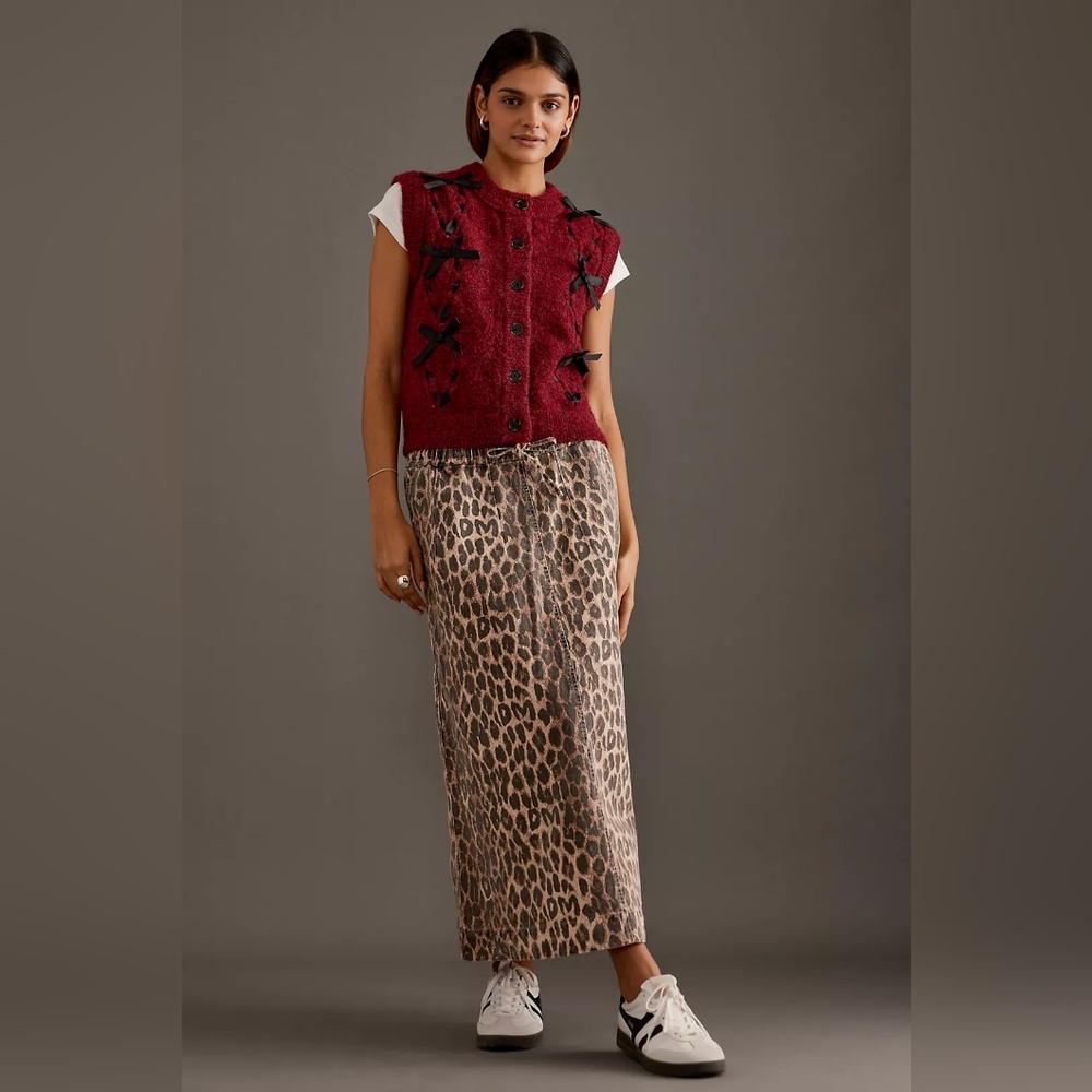 Damson Madder Rafe Leopard Midi Skirt Size EU Size 12/ US Size 8  (Altered)